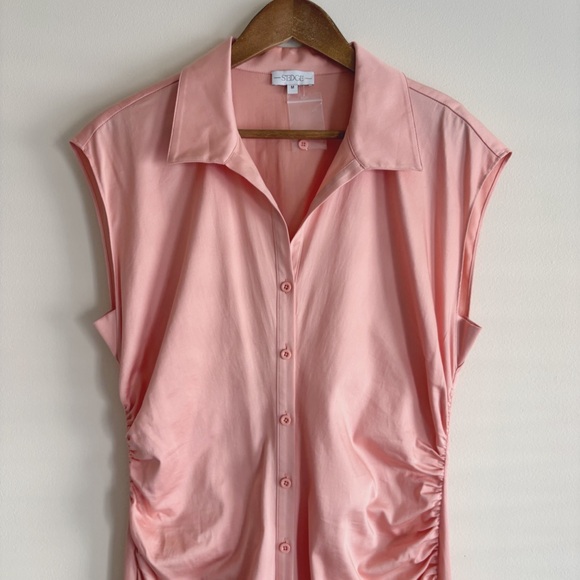 S'edge Layna Ruched Midi Dress Medium Peach NEW NWOT - Picture 3 of 8